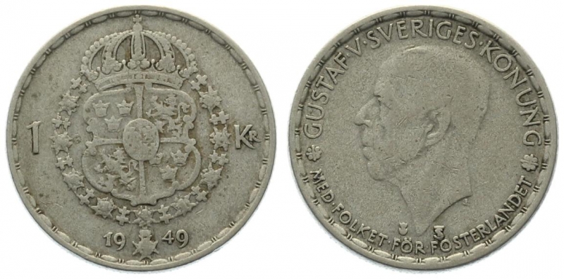 Schweden 1 Krona 1949 TS